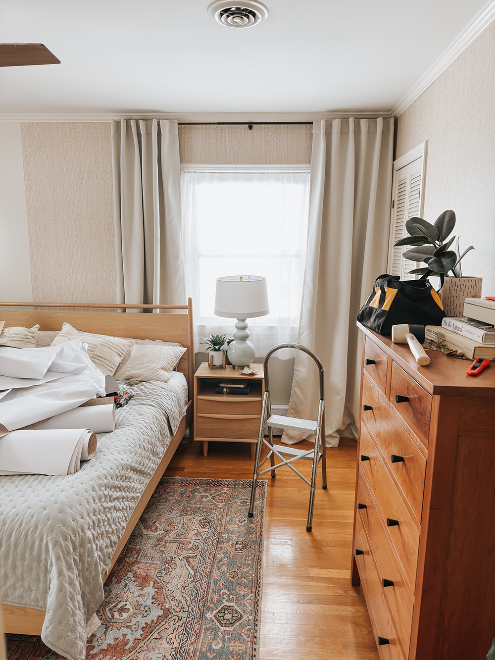 Faux Grasscloth Wallpaper In Our Bedroom